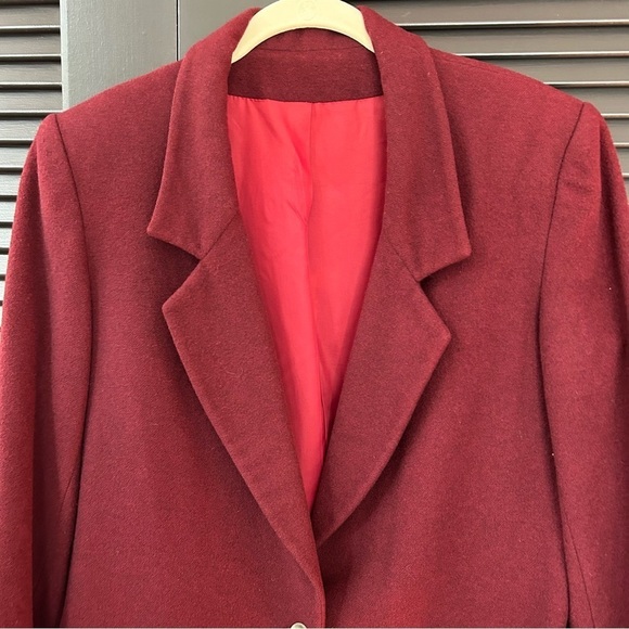 100% Cashmere Vintage Nordstrom Gallery Red Burgundy Blazer Jacket, Size 8 - Picture 2 of 12